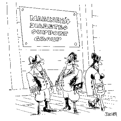 pirates with wood legs at the Mariner's Diabetes Support Group.